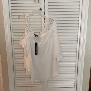 Unique Spectrum White Lace Accent Blouse